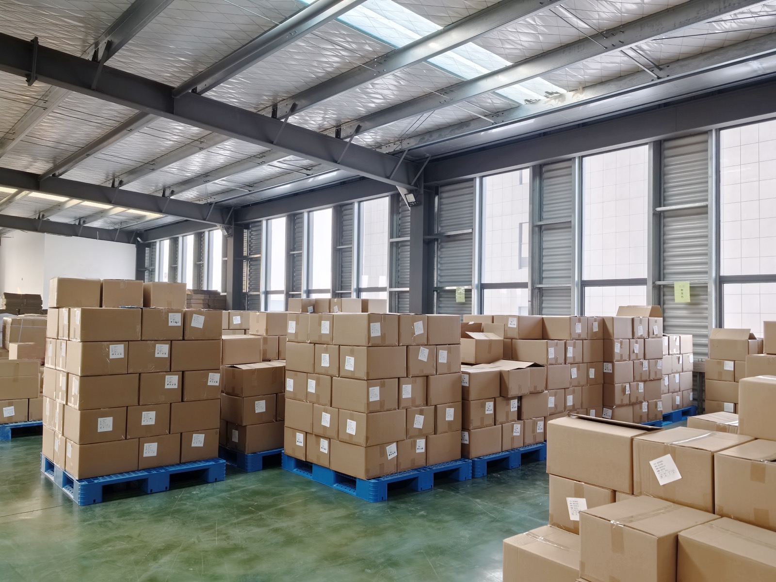 Finished goods warehouse with packaged products