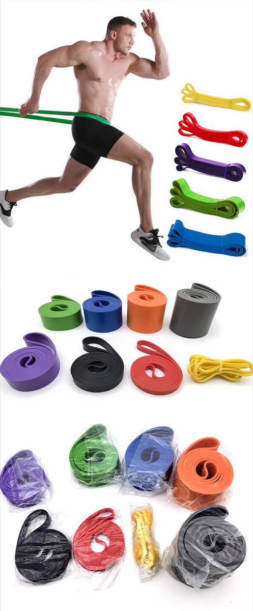 Complete set of TPE pull-up resistance bands in graduating sizes from 6.4mm to 101mm